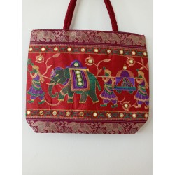 SBL5A-Banarasi Elephant embroidered fabric Bag