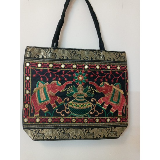 SBL5B-Banarasi Elephant embroidered fabric Bag