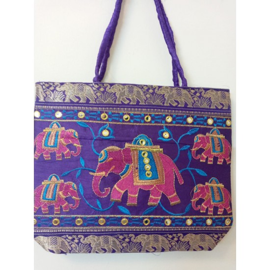SBL5E-Banarasi Elephant embroidered fabric Bag