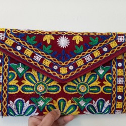 SBL6A-Hand embroidered fabric clutch bag