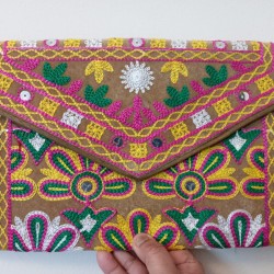 SBL6C-Hand embroidered fabric clutch bag
