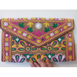 SBL6C-Hand embroidered fabric clutch bag