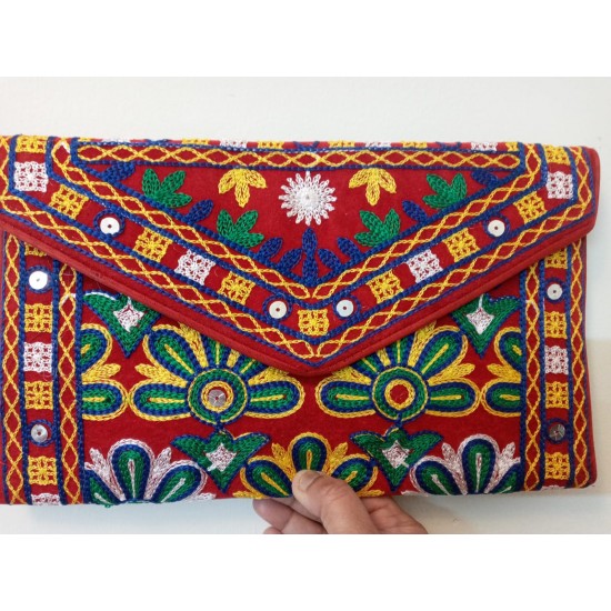 SBL6E-Hand embroidered fabric clutch bag