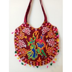 SBL11B-Dancing pair hand embroidered fabric bag