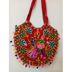 SBL11E-Dancing  pair hand embroidered fabric bag