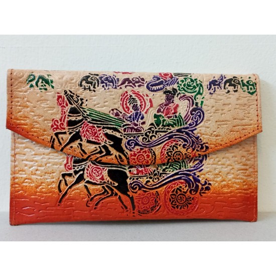 SBL14C-Figure Embossed Leather purse size 8 x 5 inch