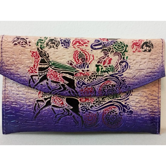 SBL14E-Figure Embossed Leather purse size 8 x 5 inch