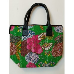 SBK 1B-Hand embroidered kantha fabric bag- size 16 x 12 inches