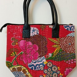 SBK 1D-Hand embroidered kantha fabric bag- size 16 x 12 inches