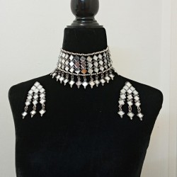 SJL 8A-Mirror Choker Necklace Set