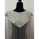 SPH 3-Boat neck poncho with classic pearl beads handwork with sparkling silver handmade tassels