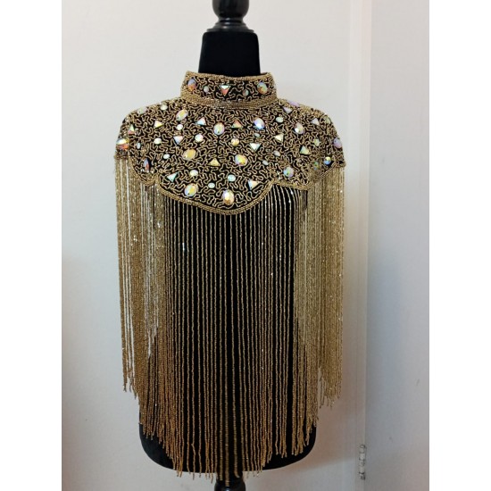SPH 4-Collared ponch0 with Rainbow Crystals & Golden Bead