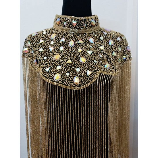 SPH 4-Collared ponch0 with Rainbow Crystals & Golden Bead