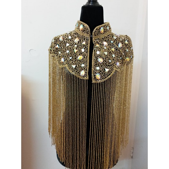 SPH 4-Collared ponch0 with Rainbow Crystals & Golden Bead