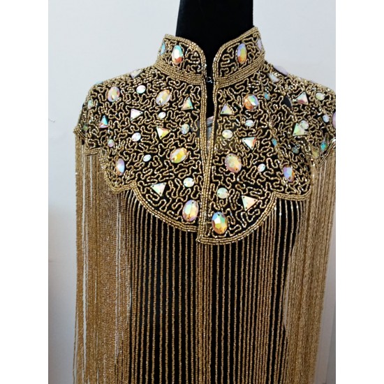 SPH 4-Collared ponch0 with Rainbow Crystals & Golden Bead