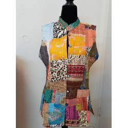 SDK 2B-Multicolored patched silk jacket from Bengal, India-size  S 4
