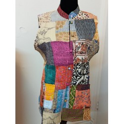 SDK 2D-Multicolored patched silk jacket from Bengal, India-size  S 4