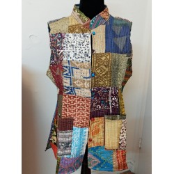 SDK 3A-Multicolored patched silk jacket from Bengal, India-size  M 8