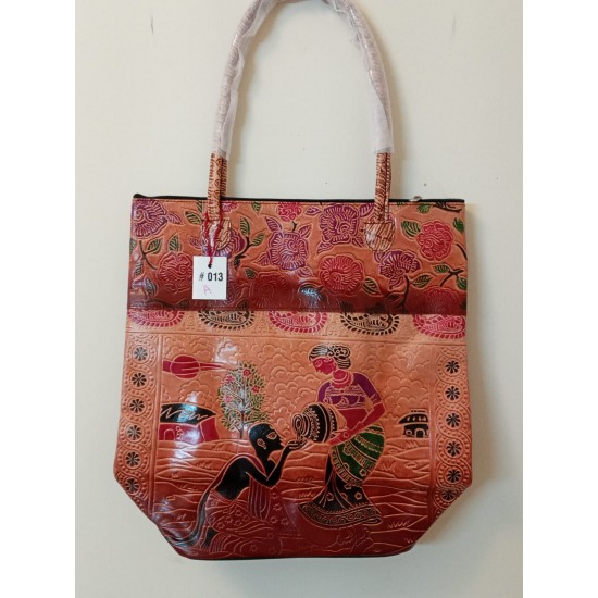 013 A-Figure Embossed Pure Leather Shoulder Bags (Big)- size 15x16 inches
