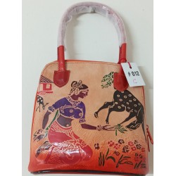 012 C-Figure Embossed Pure Leather Hand Bag- size 8x9 inches