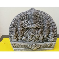 OUT OF STOCK;  TDM 22-Terracotta Durga Poribar- size approx 8 x 7 inches-Color-Grey